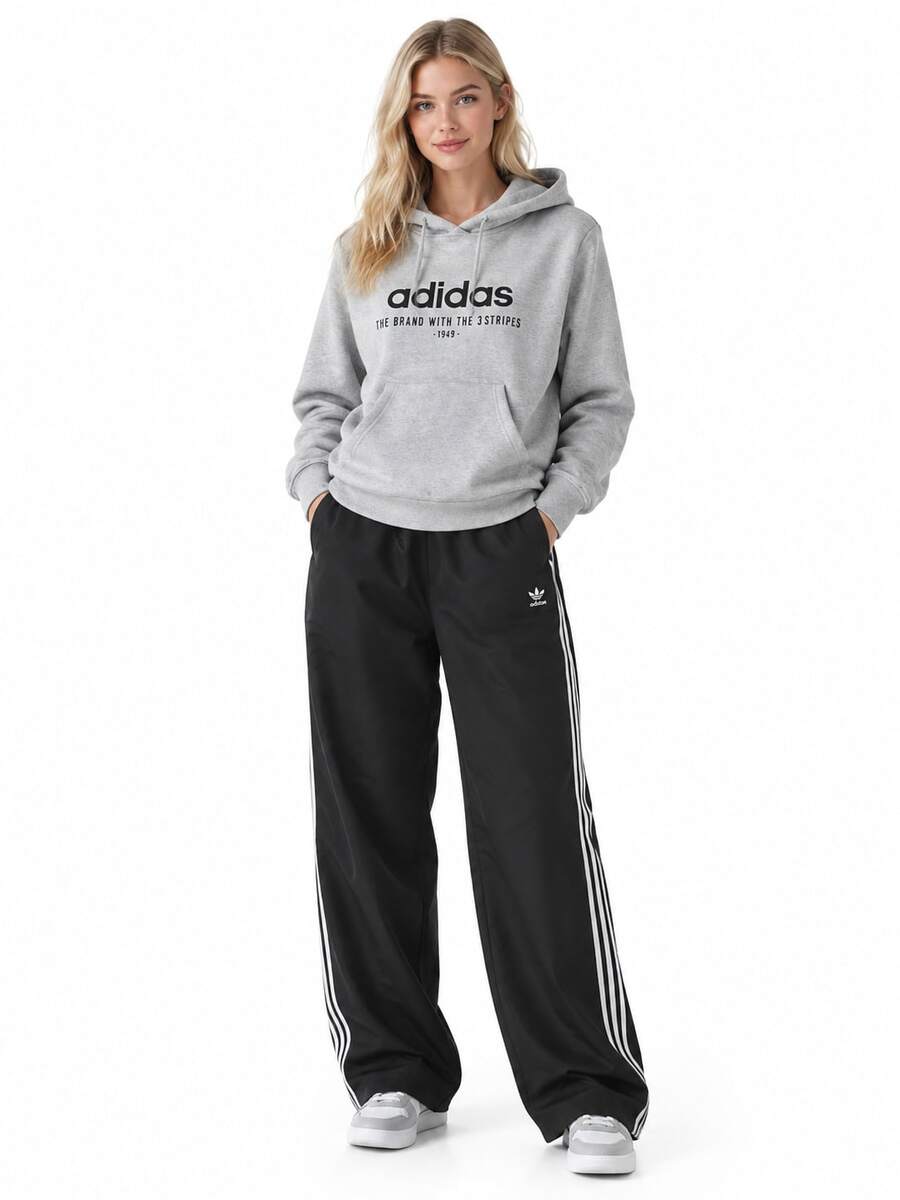 Adidas New Women's Casual Comfortable Sports Hoodie Sweatshirt - Light Grey - View 1