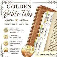 80Tabs Golden Bible Index Tabs, 66 Old &New Testament Tabs With Summary Words+14 Blank Index Tabs For Bible Study Journaling,Self‑Adhesive Bible Book Mark Labels, Christian Gift For Christmas Thanksgiving Bible Journaling Study. - Gold - View 4
