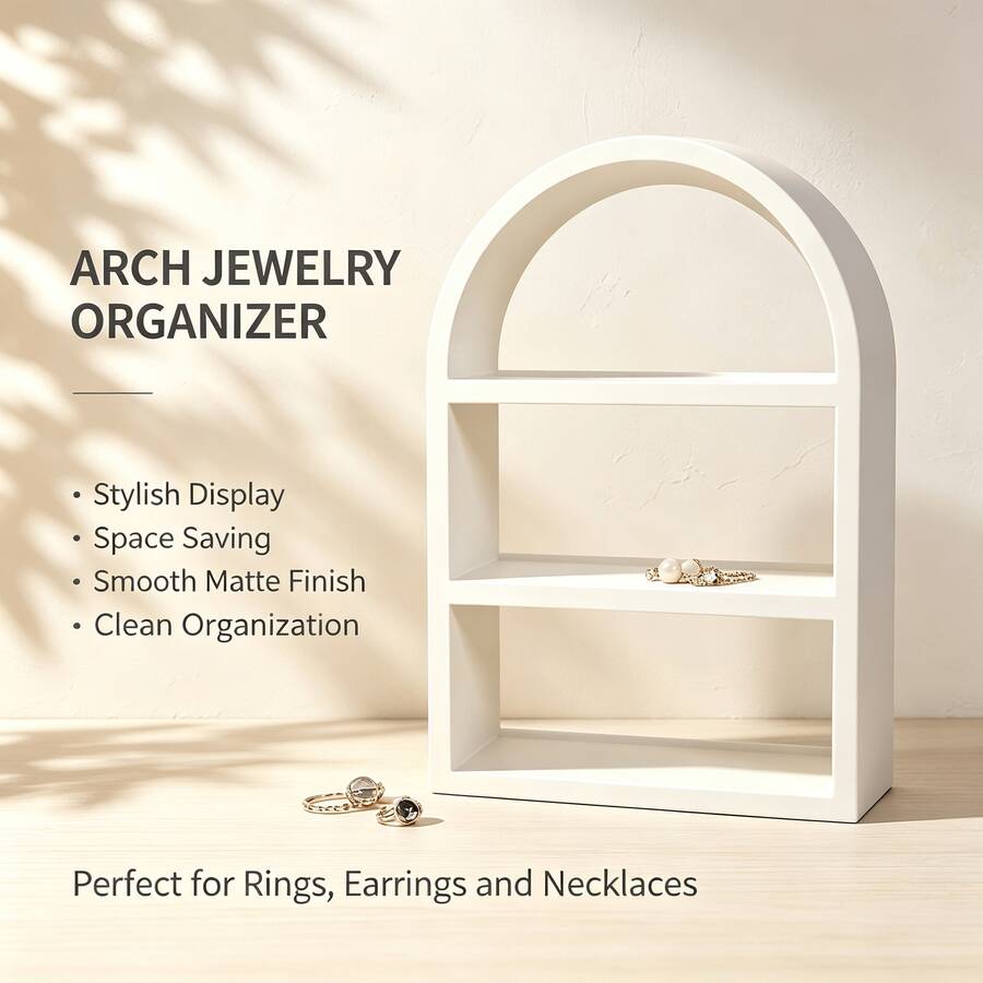 1pc 3D Printed 3-Tier Desktop Jewelry Stand, Ring Holder, Necklace Rack, Boys, Girls, Christmas Gift, Ins Style Bedroom Decor - Multicolor - View 1