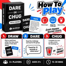 1pc Dare Or Chug Drinking Challenge Card Game, Truth Or Drink Voting Punishment 2-Choice Gameplay, Adult Interactive Fun Tabletop Party Game, Fast Rounds, Portable Easy-To-Carry Card Deck, Simple Rules High Playability, Suitable For Birthday Parties, Bar, Team Building, Game Night - Black - View 1