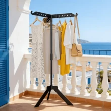 1pc Home Balcony Efficient Triangle Drying Rack, Enhanced Non-Slip Feet Pads, Small Balcony Can Easily Dry Clothes, Windproof Stable Triangle Structure - Multicolor - View 1