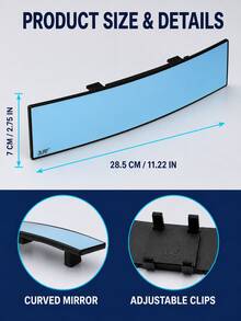 1pc Wide Angle Clip-On Car Rearview Mirror, Panoramic Interior Rearview Mirror Extension, Easy Installation Accessory, Suitable For Daily Commute, Travel And Road Trips, Birthday, Father's Day And Christmas Gift For Drivers - A - View 4