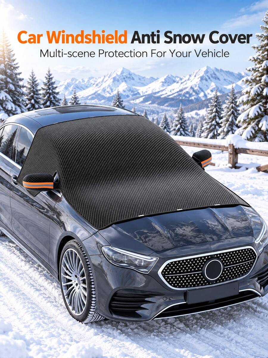 Car Snow Cover, Windshield Protector, Windproof/Snowproof/Frostproof Cover. Oxford Cloth Material, Upgraded Extended Version. Scratch-Proof For Winter Snow & Ice Days, Fits Sedans & Suvs. With Side Mirror Covers - A - View 1