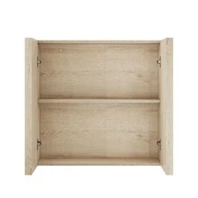 Wall-Mounted Bathroom Cabinet With A Double-Door, Handle-Free Design For Storing Medicines; A Suitable Storage Unit For Wall Mounting In Bathrooms, Toilets, And Hallways; Available With An Oak Wood-Effect Finish. - 1 - View 9