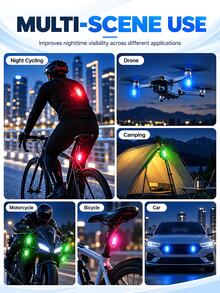 1/2/4/6pcs Motorcycle LED RGB Lights 7 Colors With Remote Control Mini Lights USB Aircraft Lights Universal For Cars And Motorcycles - A - View 4
