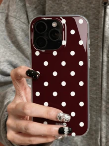 1pc Minimalist Withe Polka Dot Pattern Design Large-Hole Lens Protection Phone Case Compatible With IPhone 18 Pro Max 18 Pro 17 Pro Max 17 Pro 16 Pro 16 Pro Max 15 Pro Max 15 Pro 14 Pro Max 14 Pro 13 Pro Max Plus 11 12 High Quality Burgundy Glossy Cover For Men And Women Gift - Burgundy - View 3