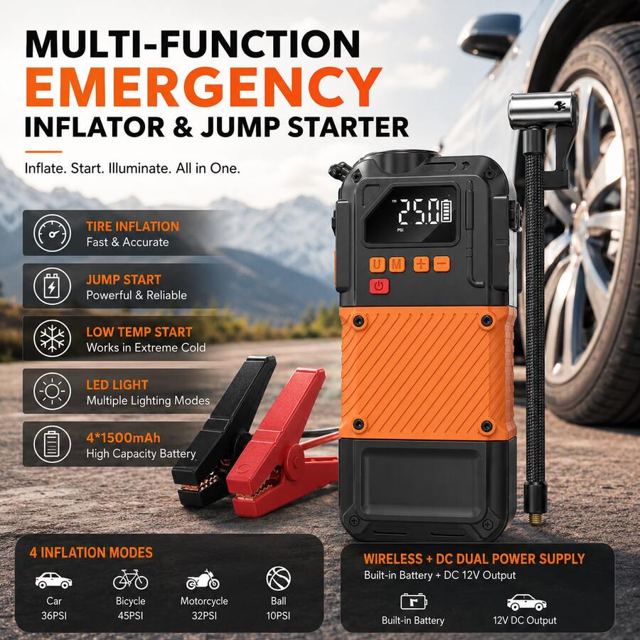 A Portable Inflatable Pump Specially For Paddleboards And Outdoor Gear, Smart Tire Pressure Control, Inflates And Deflates, Outdoor Lighting, Also Suitable For Car Tires, Balls, Etc., With A 4*2500mAh High-Capacity Battery - Wireless - View 1