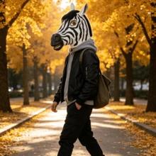 1pc Halloween Party Realistic Zebra Latex Mask, Full Face Animal Head Cover With Mane, Funny Costume Prop For Halloween Party And Masquerade - Multicolor - View 6