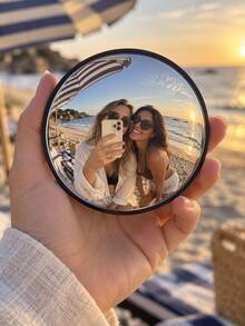 1pc Round Convex Wide-Angle Mirror, Small Or Large Size, Plastic Frame Decorative Mirror, Portable Handheld Travel Selfie Mirror & Photo Prop, Selfie Accessory For Vacation Photos, Content Creation, Bedroom Decor, Living Room Decor & Wall Display - Round - View 6