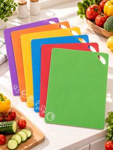 Bộ 6 tấm thớt cắt linh hoạt bằng nhựa phân màu, phù hợp cho thịt, rau củ, trái cây, cá và bánh mì, thảm chuẩn bị thực phẩm nhà bếp chống trượt, dễ vệ sinh, phụ kiện nhà bếp nhẹ - Xem 2
