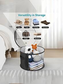 Extra Large Hat Storage Box Bag With Inner Bag, 2 Colors Available, Reinforced Handle And Accessory Box, Lightweight Transparent Window Double Zipper Closure Plastic Storage Box, Back To School Hat Storage - Multicolor - View 4