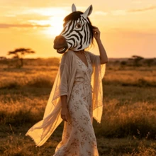 1pc Halloween Party Realistic Zebra Latex Mask, Full Face Animal Head Cover With Mane, Funny Costume Prop For Halloween Party And Masquerade - Multicolor - View 3