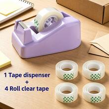 5-In-1 Purple Desktop Tape Dispenser Set, Heavy Duty Non-Slip Tape Holder With 4 Rolls Of Clear Replacement Tape, Portable Desktop Tape Cutter, Suitable For Home, Office, School Classroom, Stationery, Arts & Crafts And Gift Wrapping Supplies - 5Set - View 2
