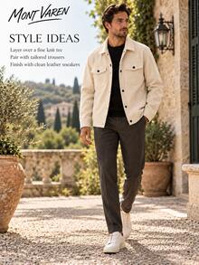 MONT VAREN Men's Apricot Knit Corduroy Jacket With Snap Front And Flap Pockets - Apricot - View 3