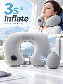 Bantal Leher Portabel Tiup untuk Perjalanan, Bantal Penopang Leher Berbentuk U, Bantal Leher Kompak yang Cepat Mengembang, Penopang 360° yang Dapat Diatur, Bantal Perjalanan Ringan yang Dapat Dilipat, Cocok untuk Pesawat, Mobil, Kereta Api, Kantor, Unisex, Hadiah Perjalanan Liburan - MultiWarna - View 4