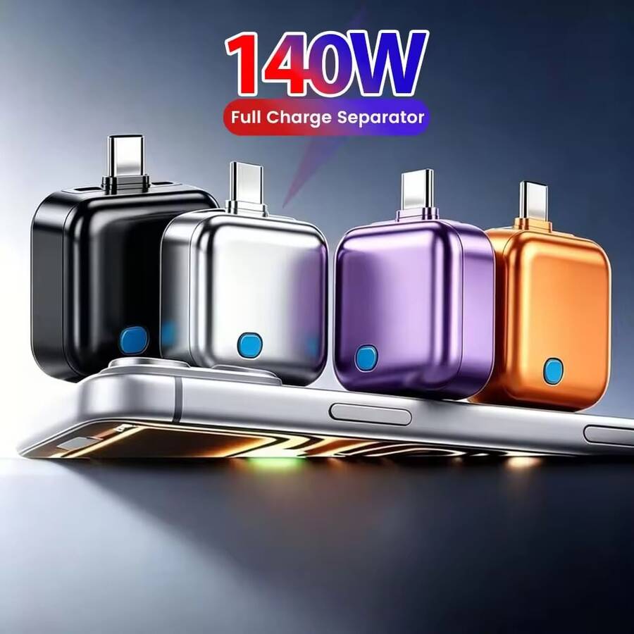 140W Smart Full Charge Detachable Type-C Charging Adapter, Overcharge Protection, Auto Power-Off, Suitable For Type-C Devices