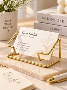 Creative Hollow Business Card Holder And Storage Stand, Minimalist Card Display Rack For Office Desk, Multi-Purpose Photo Note Display Accessory For Home Studio Countertop, Vertical Desktop Business Card Holder; Dual-Use Photo And Business Card Display Rack - Multi-color - View 17