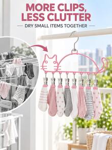 Multifunctional Stainless Steel Drying Rack Featuring A Cute Cat Design; Sturdy, Thickened, And Durable, This Versatile Rack Serves Eight Different Purposes-Perfect For Drying Items Like Underwear And Socks. A Household Essential. - Multicolor - View 2