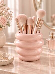 1pc Bubble Texture Makeup Brush Holder, Glossy Cosmetic Storage Cup, Cute Desktop Vanity Organizer, Makeup Tool Rack, Beauty Brush Storage Container, Suitable For Vanity, Bathroom Countertop And Home Decor - Multicolor - View 8