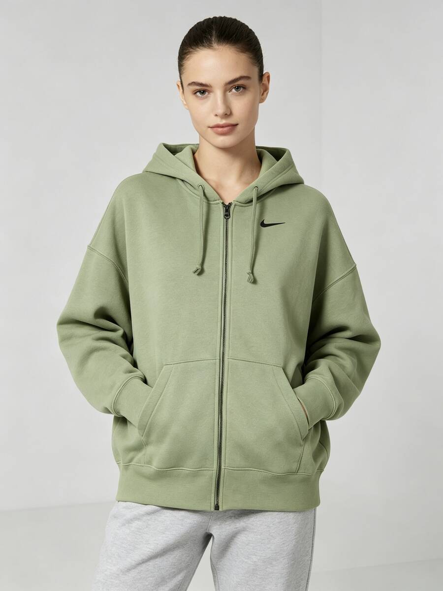 Nike Women's Fleece-Lined Hooded Jacket, Casual & Versatile, Light Green - Green - View 1
