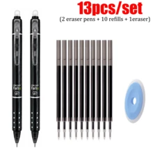 13pcs/Set 2 Packs Retractable Erasable Gel Pen Set With 10 Refills & 1 Eraser, 6 Color Options, Smooth Writing Refillable Pens For Students, School, Office, Note Taking, Homework, Journaling & Everyday Writing - Multicolor - View 2