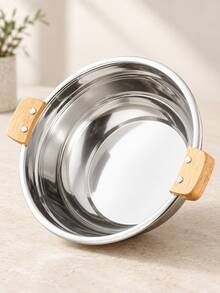 3pcs Stainless Steel Soup Bowl With Wooden Handles,Round Silver Serving Pot With Polished Interior,Stackable Kitchen Bowl For Serving Soup, Stew, Vegetables, Family Meals,Dining Tables And Restaurant Food Service,Induction Compatible Pots And Pans Set - View 7