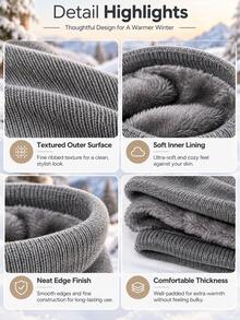 Classic Knitted Fabric Fleece Lined Neck Warmer, Plush Lining Ribbed Texture, 4 Colors Available, Unisex Pullover Scarf, Suitable For Cycling, Running, Hiking, Commuting, Skiing, Outdoor Sports, Cold Weather, Holiday Gifts, Winter Daily Wear - Multicolor - View 9