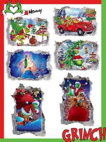 FIFA Stiker Dinding Natal The Grinch Gaya Baru PVC Kartun Film Monster Hijau Dekorasi Dinding Decal - stiker - View 2