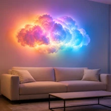 BINDLAN RGB Thunder Cloud Light, Color Changing Music Sync LED Cloud Lamp, DIY Aesthetic Cloud Ceiling Decor, Dreamy Ambient Room Lighting For Bedroom, Gaming Room, Party, Christmas Holiday Decoration - Multicolor - View 3