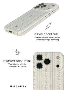 UMBAUTY 1pc Striped Floral Pattern Design, Compatible With Phone 18 Pro Max, Fits Apple 18/17/16/15/14/13/12/11 Pro Max/Plus/Mini 17e, Full Coverage High-Definition Printed Soft Shell Phone Case, Screen/Lens Raised Protection, Unisex, Ideal Gift For Girlfriend On Halloween, Valentine's Day, Easter, Wedding Season And Birthday - Multicolor - View 5