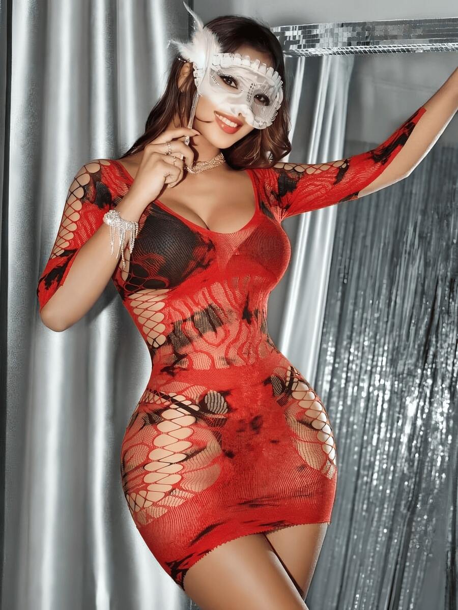 Women's Sexy Bodycon Dress Long Sleeve Fishnet Lingerie, Suitable For Dating, Shopping And Various Occasions - Multicolor - View 1