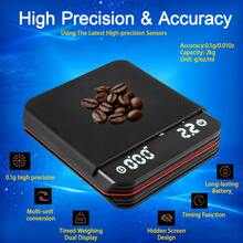 Mini Digital Coffee Scale, 0.1g High Precision Sensor, One-Touch Tare, Multi-Unit Switch, Touch Buttons, Auto Power-Off. Rechargeable, Slim & Portable. Perfect For Camping, Outdoor Meal Prep, Coffee Enthusiasts, Kitchen & Baking. - Black - View 4
