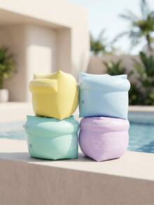 Solid Color Double Layer Inflatable Arm Float Cuffs, Lightweight Swimming Arm Bands For Outdoor Pool Relax - Multicolor - View 2