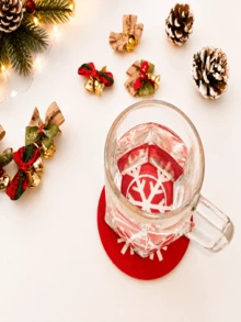 1/5/10pcs Christmas Snowflake Felt Coasters, Non-Slip Hollow Snowflake Design, Christmas Tabletop Coasters, Holiday Table Decor - Multicolor - View 4