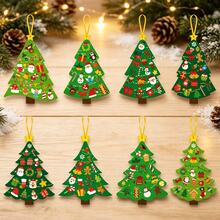 18/36/72pcs DIY Christmas Tree Decoration Set, Handmade Christmas Tree Hanging Ornament Kit, Self-Adhesive Paper Art Activity, Perfect For Winter Christmas New Year And Other Holiday Party Gifts, Random Color And Style Shipped - Multicolor - View 7