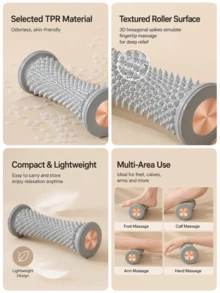 Plantar Fasciitis Massage Roller - Ergonomically Designed Foot Arch And Acupoint Massager For Sore Feet. Features High-Elasticity TPR Massage Bumps Roller; Portable Fitness And Self-Care Tool, Suitable For Home Or Office Use. - Multicolor - View 6