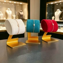 Luxury Velvet Watch & Bracelet Storage Jewelry Display Stand, Durable Aluminum Alloy Base, Premium Countertop Live Stream Fashion Gift Display Prop - Same Style In Multiple Colors - View 5