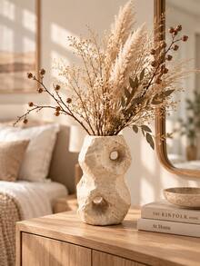 1pc Beige Abstract Hollow Resin Vase, Wabi-Sabi Irregular Textured Flower Vase For Dried Flowers, Pampas Grass And Branches, Modern Tabletop Decor For Living Room, Entryway, Shelf And Office ,Planters,Flower Pot,Plant Pots ,Spring Decor,Home Decor - New Model - View 7
