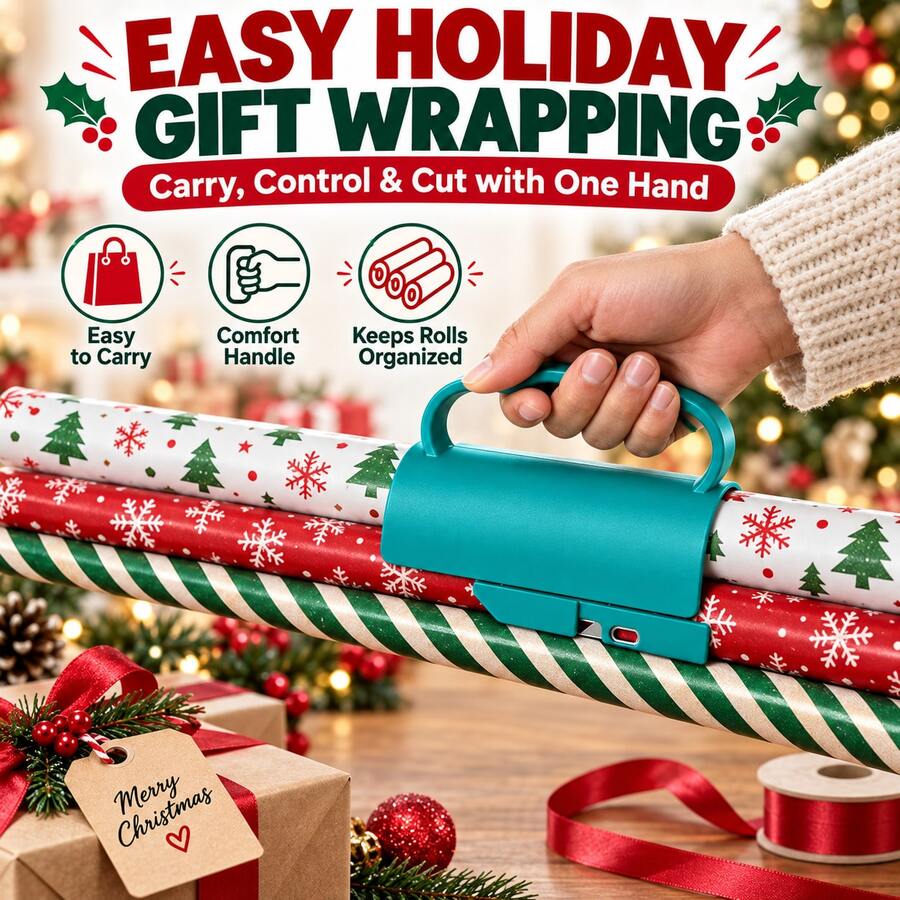 1pc Wrapping Paper Cutter – Christmas Paper Roll Cutter, Paper Cutting Sliding Tool Set, Handmade Gift Wrapping Craft Supplies. Perfect For Birthday Gifts, Halloween, And Christmas Wrapping Paper Rolls.