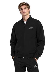 Adidas Jaket Olahraga Kasual Kerah Tegak Gaya Pasangan Baru untuk Latihan Lari di Luar Ruangan - Hitam - View 1