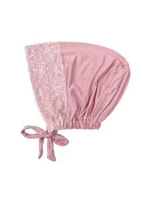 1pc Women's Lace Trim Adjustable Tie Inner Cap, Soft Modal Elastic Headscarf Inner Cap, Breathable Sleep Cap Chemotherapy Head Wrap, Multiple Colors Available - Multicolor - View 18