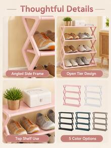 Multi-Layer Shoe Rack With Dust Cover, Space-Saving Freestanding Shoe Storage Organizer, Compact Storage Rack Suitable For Entryway, Dorm, Apartment, Bedroom And Closet, Easy Assembly Shoe Cabinet, Suitable For Sneakers, Slippers And Daily Home Storage Organization - Multicolor - View 8