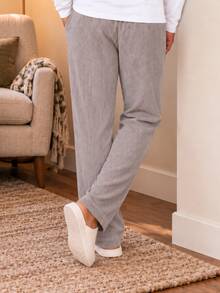 Plus Size Men's Long Lounge Pants, Brown Faux Waffle Print, Comfortable Casual Home Pants, Elastic Waist Drawstring Lounge Pants - Multicolor - View 5