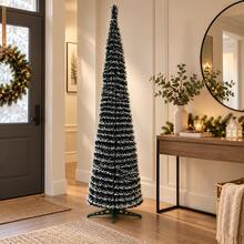 Slim Snow-Tip Christmas Tree For Small Spaces, Tall Holiday Decor Tree For Corner, Entryway, Store Display - Green - View 8