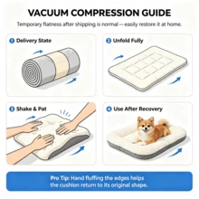 1pc Cream Cartoon Puppy Print Pet Sleeping Mat, Playful Polyester Rectangular Quilted Thin Breathable Low-Profile Resting Pad, Suitable For Dogs And Cats Indoor/Outdoor Camping RV Travel All Season Daily Use - White - View 5