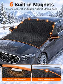 Car Snow Cover, Windshield Protector, Windproof/Snowproof/Frostproof Cover. Oxford Cloth Material, Upgraded Extended Version. Scratch-Proof For Winter Snow & Ice Days, Fits Sedans & Suvs. With Side Mirror Covers - A - View 5
