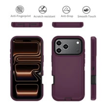 For Galaxy Rugged Series Case - Black, Heavy Duty Shockproof Bumper Dual-Layer Cover W/Port Anti-Dust/Scratch Protection Phone Cases Compatible With Iphone Series, Men Women - Wine Red + Black - View 4