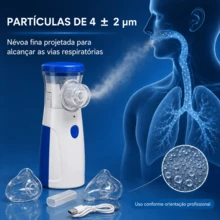 Nebulizador Portátil de Malha JSL‑W302, 3 Níveis de Névoa, Operação Silenciosa, Nebulizador para Adultos e Crianças para Cuidados Respiratórios em Casa - Visão 6