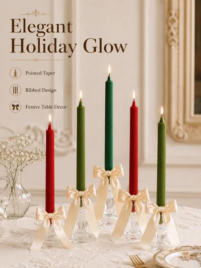 2pcs Morandi Color Pointed Ribbed Tapered Scented Candles, French Vintage Long Stem Design, Suitable For Autumn/Winter Home Decor, Halloween Decoration, Christmas Decoration, Romantic Candlelight Dinner, Wedding Table Decoration, Holiday Celebration, Housewarming Gift