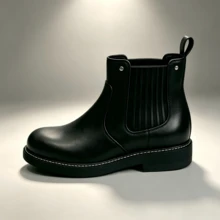 Men's Classic Chelsea Ankle Boots Round Toe Elastic Side Band Low Heel Commuter Business Casual Versatile Autumn Winter - Black - View 6